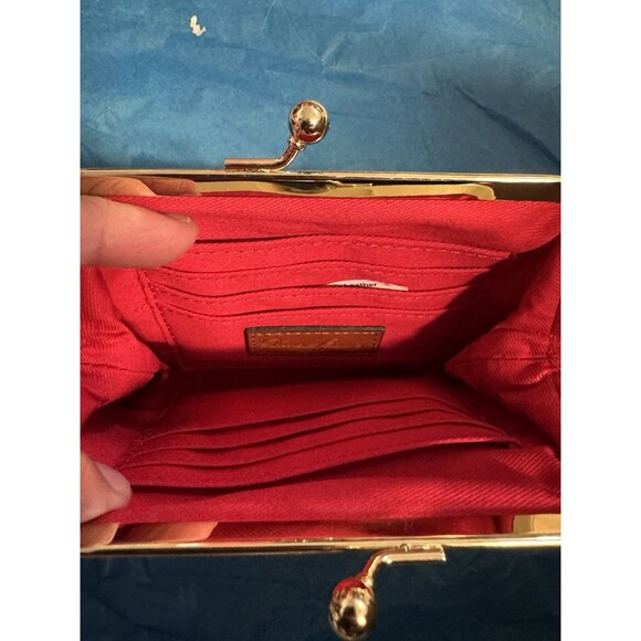 Dooney & Bourke Suede Kiss Lock Wallet Burgundy Red Frame Clutch Vintage Style - Picture 4 of 4